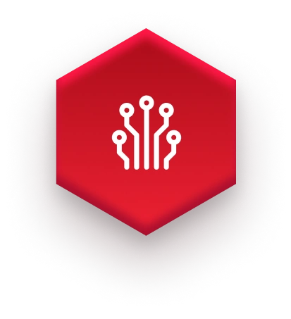 white integration lines icon on red hexagon on fulfillment website
