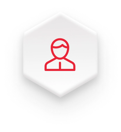 red man on white hexagon icon on a fulfillment website