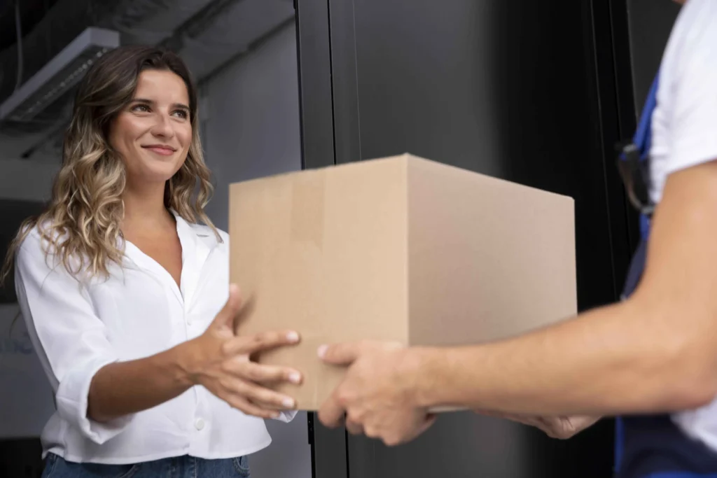 woman receiving package