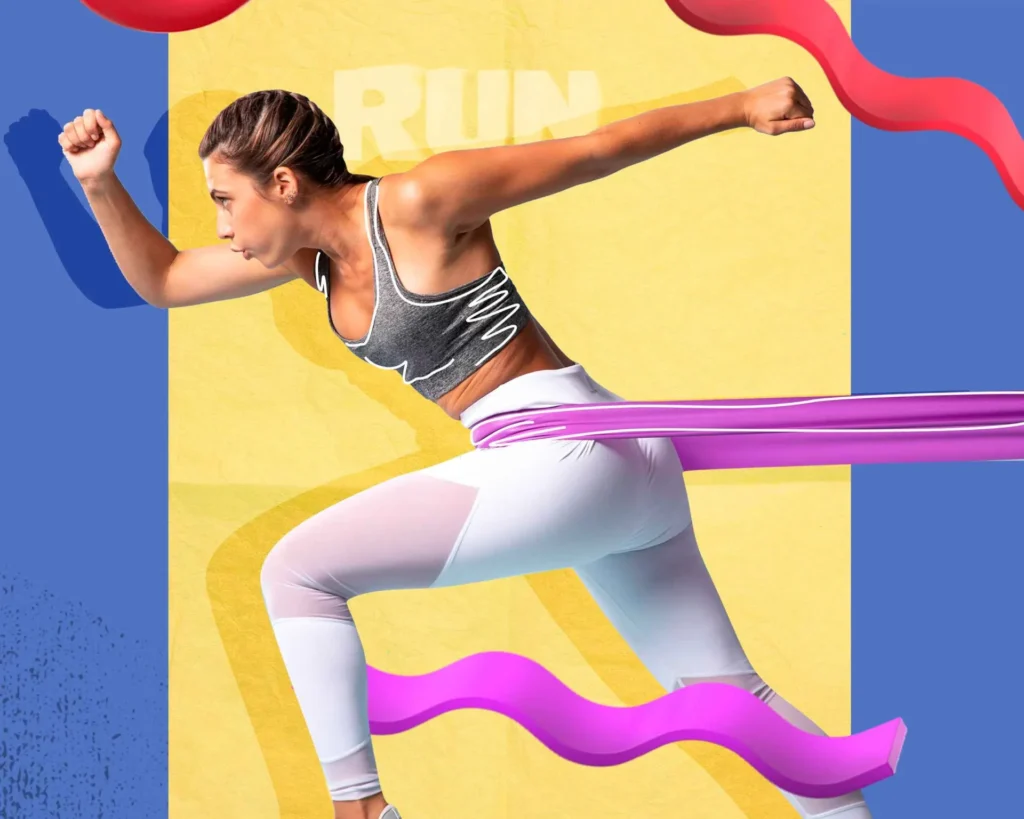 woman running with elastic band
